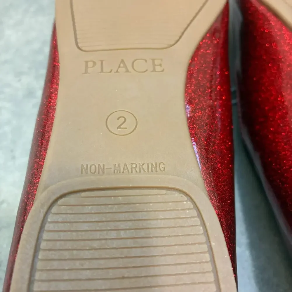 NWT The Children's Place Sparkly Red Mary Jane's Size 2